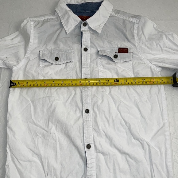 7 for all Mankind white roll sleeve button down shirt - Picture 6 of 9